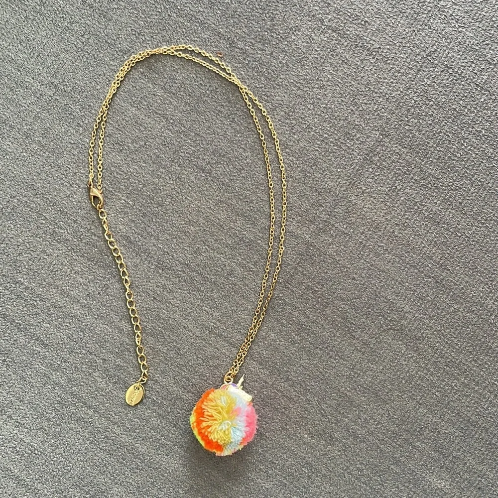 Claire’s Rainbow Unicorn PomPom Necklace